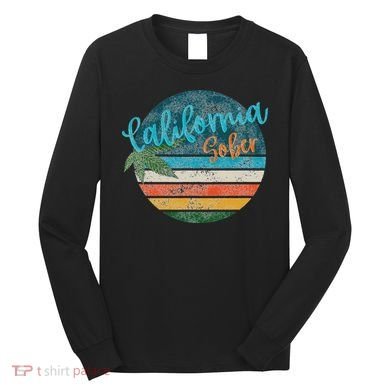 California Sober Distressed Graphic With Vintage Sunset Long Sleeve Shirt