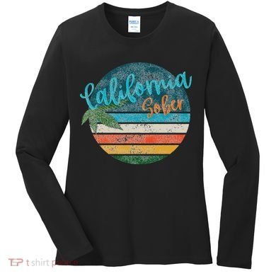 California Sober Distressed Graphic With Vintage Sunset Women's Long Sleeve Shirt