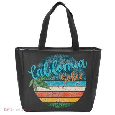 California Sober Distressed Graphic With Vintage Sunset Tote Bag