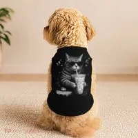 Cool Cat Sipping Drink With Sunglasses Graphic Doggie Tank thumb 2