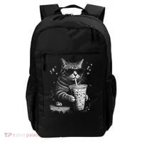 Cool Cat Sipping Drink With Sunglasses Graphic Backpack thumb 0