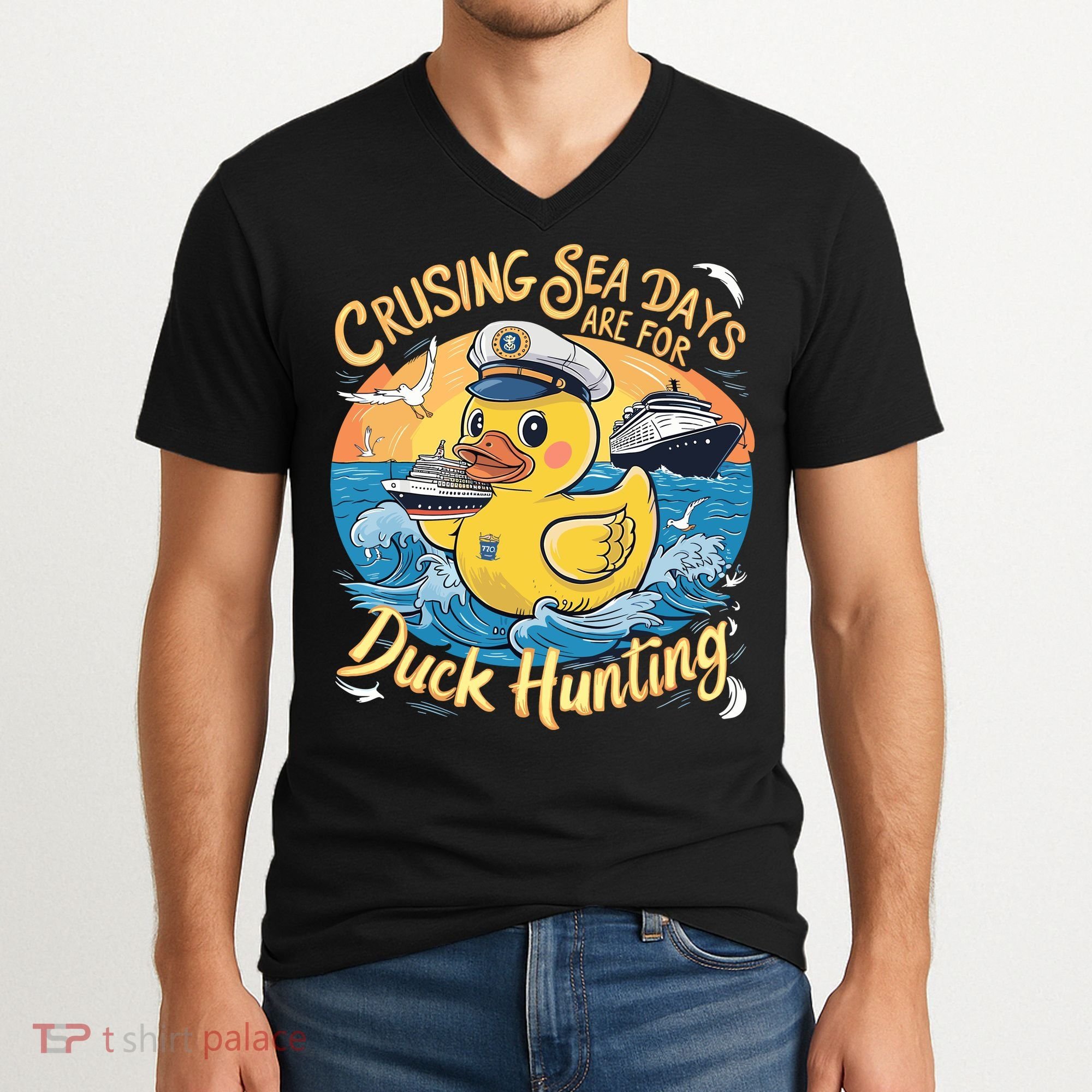 Cruising Sea Days Are For Duck Hunting Cool Cruise Trip V-Neck T-Shirt