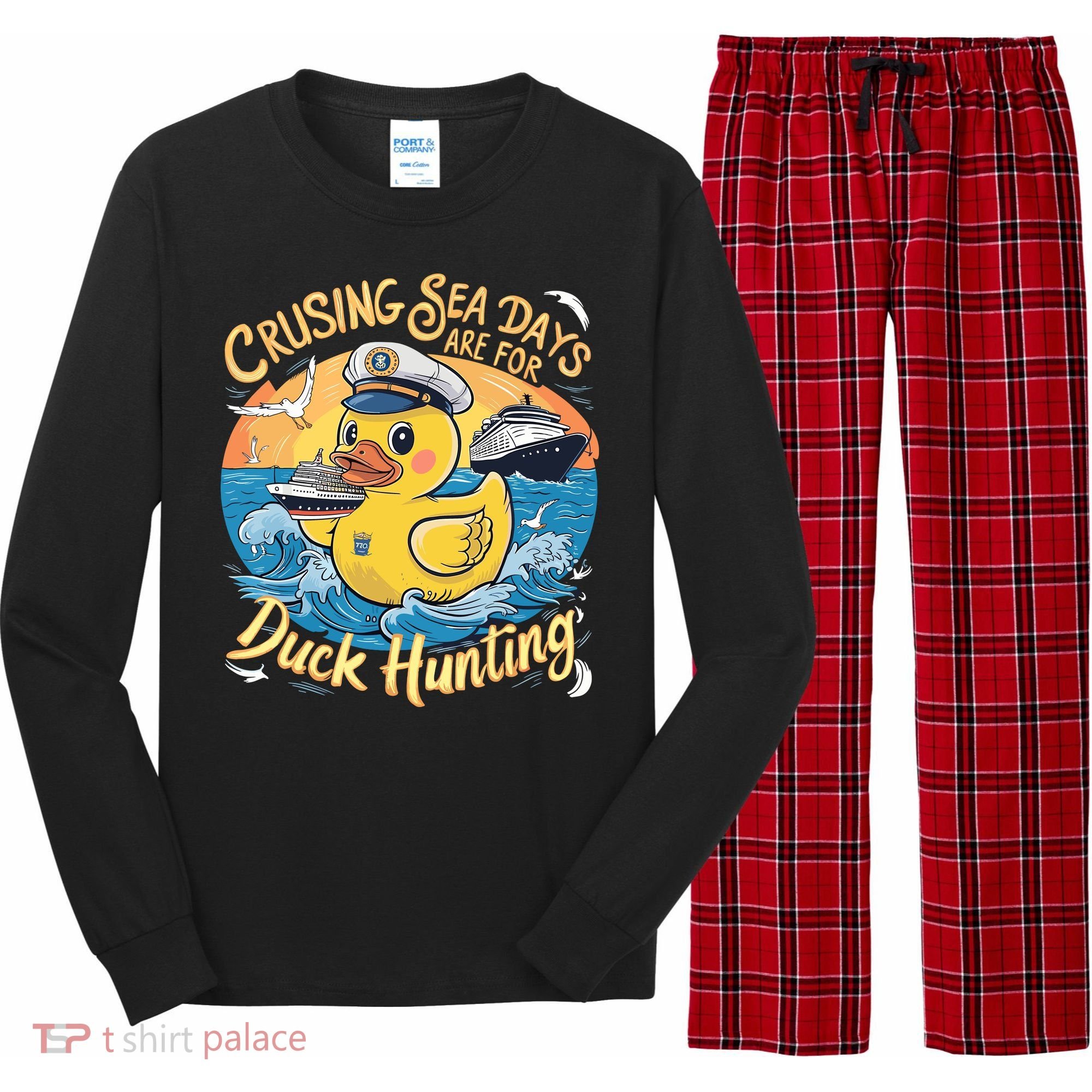 Cruising Sea Days Are For Duck Hunting Cool Cruise Trip Long Sleeve Pajama Set