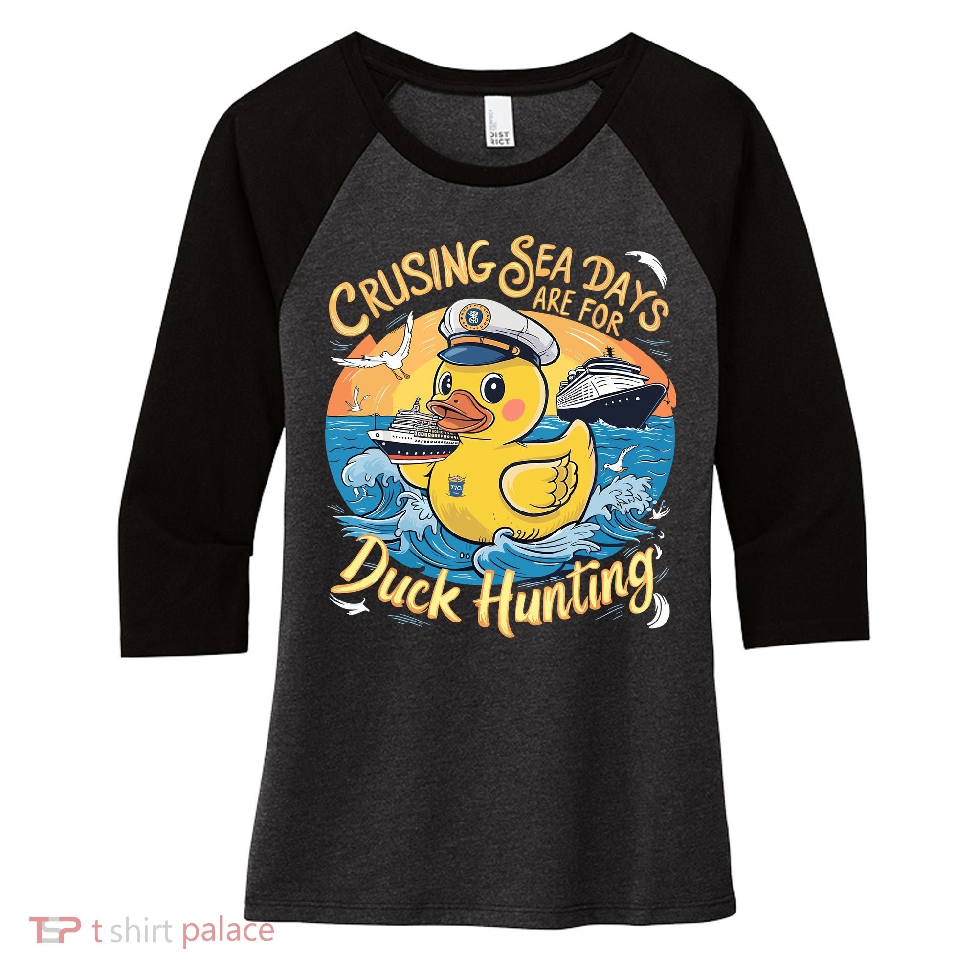 Cruising Sea Days Are For Duck Hunting Cool Cruise Trip Women's Tri-Blend 3/4-Sleeve Raglan Shirt
