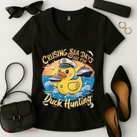 Cruising Sea Days Are For Duck Hunting Cool Cruise Trip Women's V-Neck T-Shirt thumb 2