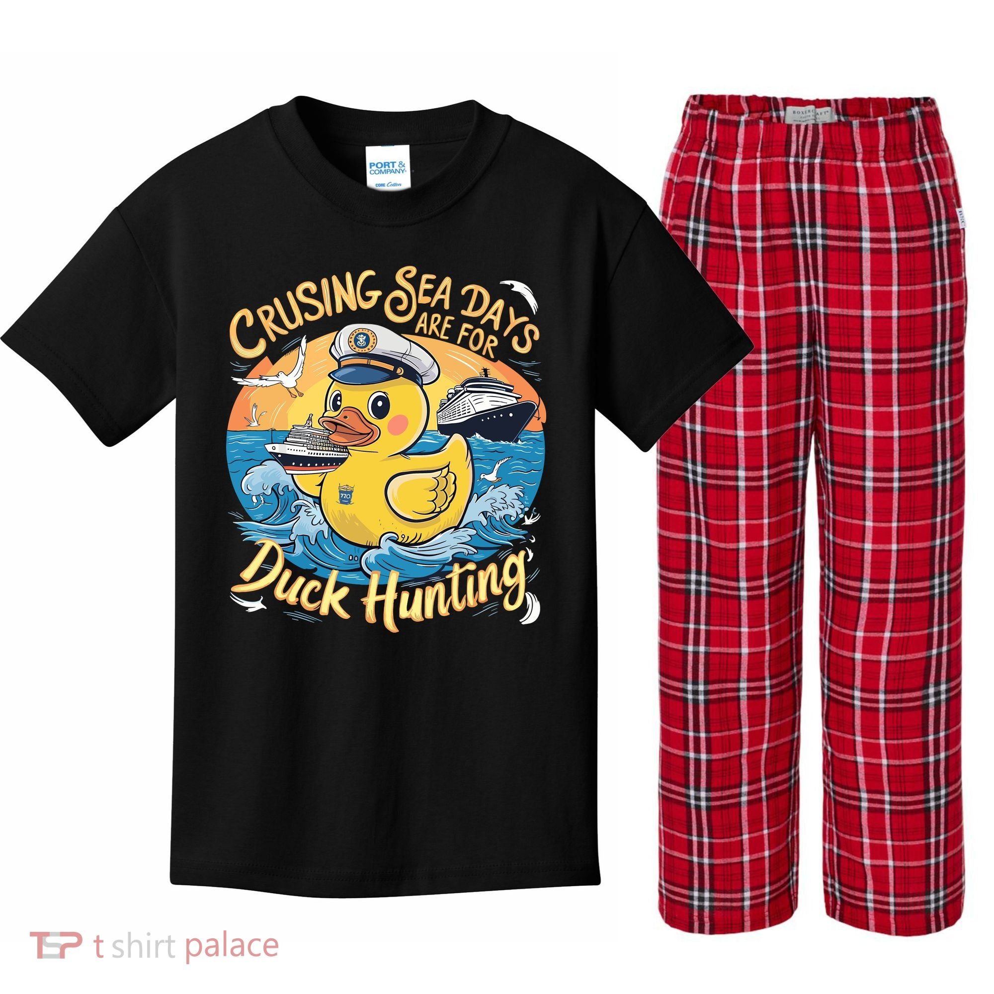 Cruising Sea Days Are For Duck Hunting Cool Cruise Trip Kids Plaid Pajama Set