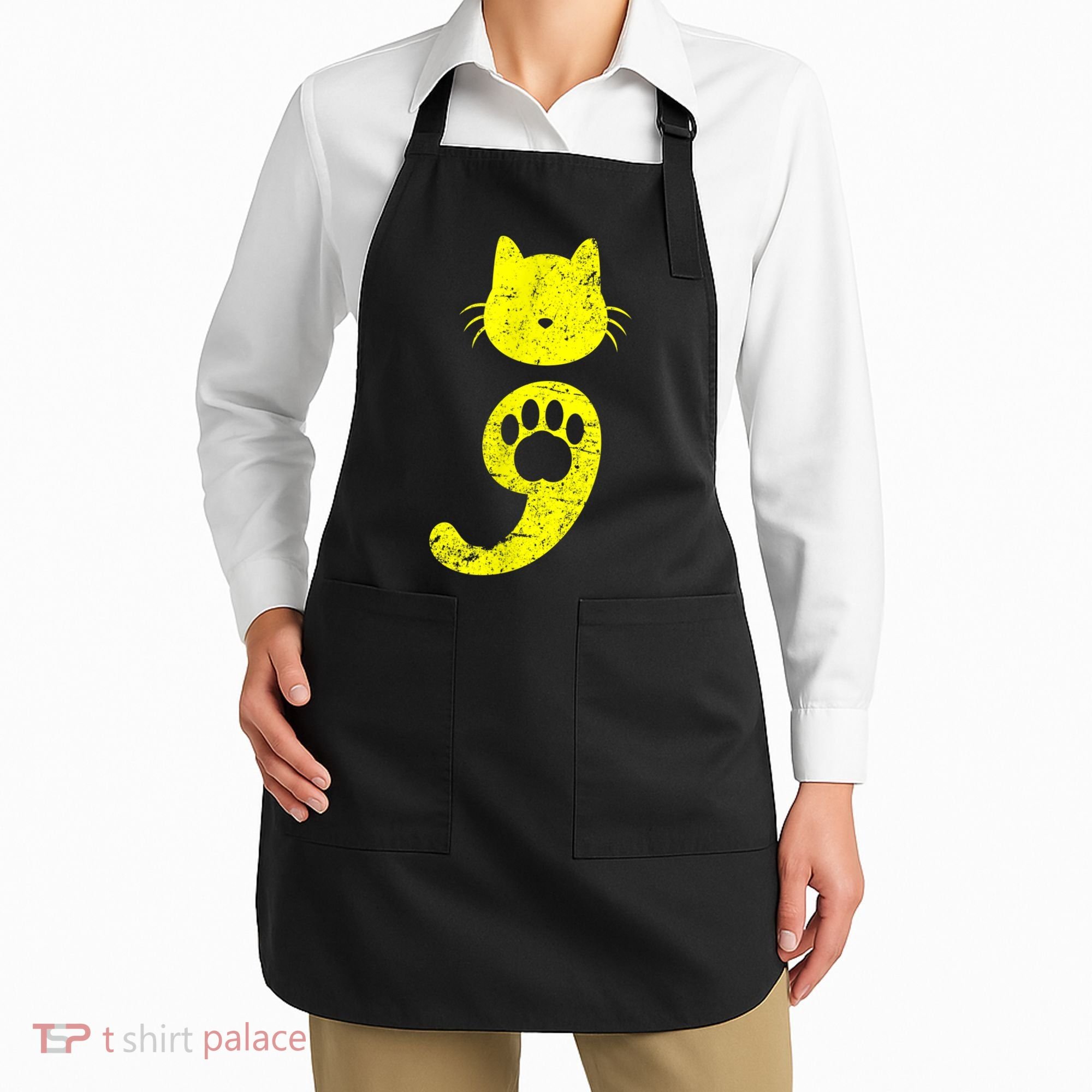 Cat Semicolon Depression Awareness Cat Lover Gift Apron