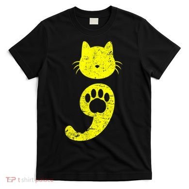 Cat Semicolon Depression Awareness Cat Lover Gift T-Shirt