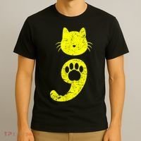 Cat Semicolon Depression Awareness Cat Lover Gift T-Shirt thumb 3