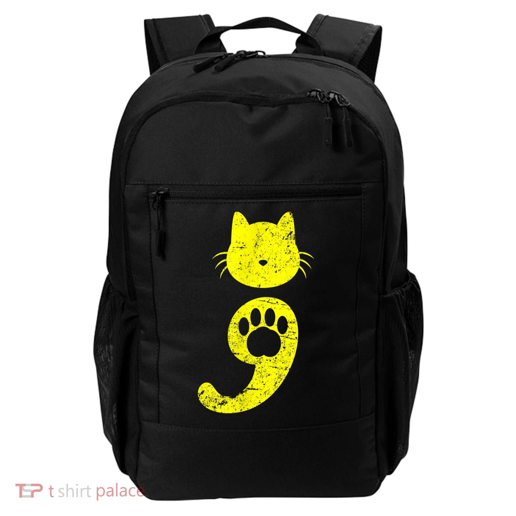 Cat Semicolon Depression Awareness Cat Lover Gift Backpack