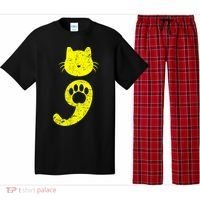 Cat Semicolon Depression Awareness Cat Lover Gift Pajama Set thumb 0