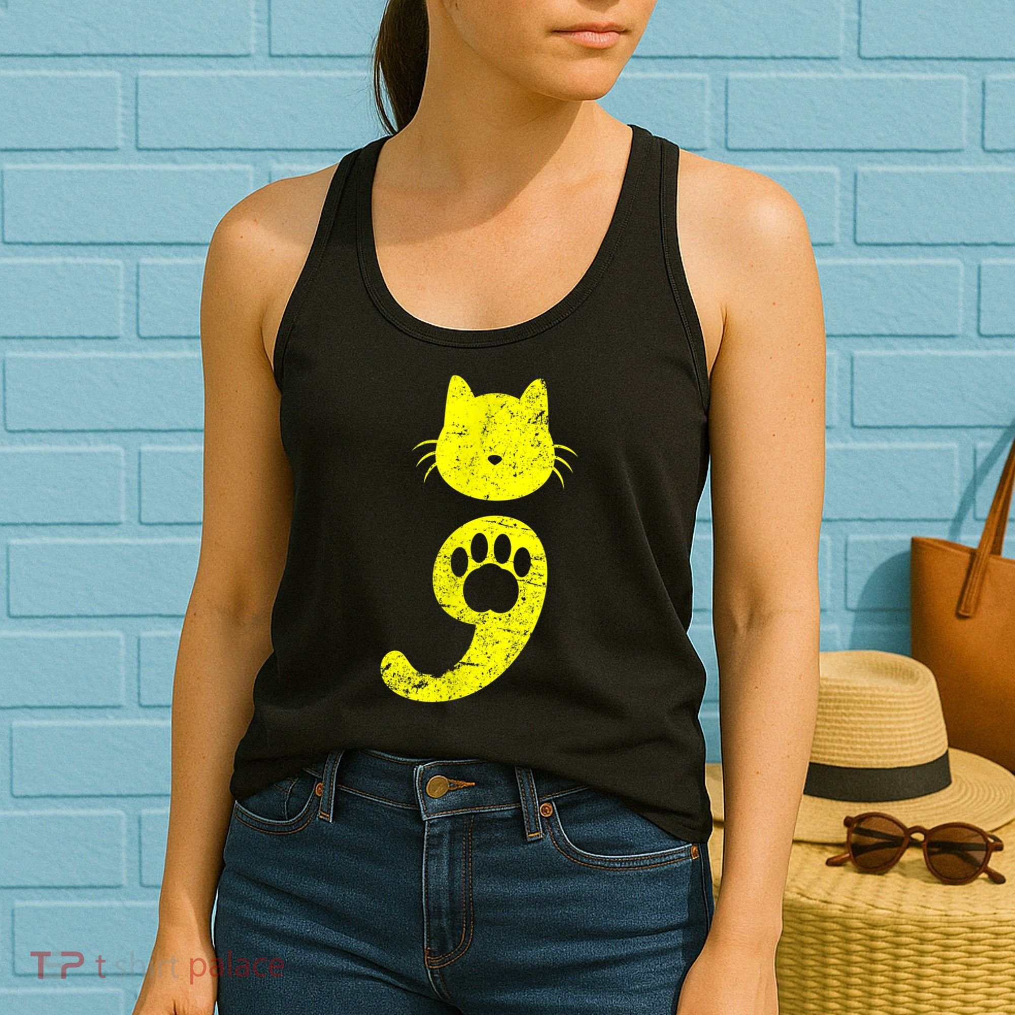 Cat Semicolon Depression Awareness Cat Lover Gift Women's Tank Top