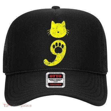Cat Semicolon Depression Awareness Cat Lover Gift Hat