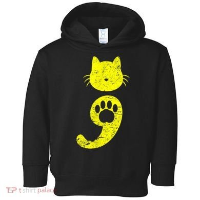 Cat Semicolon Depression Awareness Cat Lover Gift Toddler Hoodie