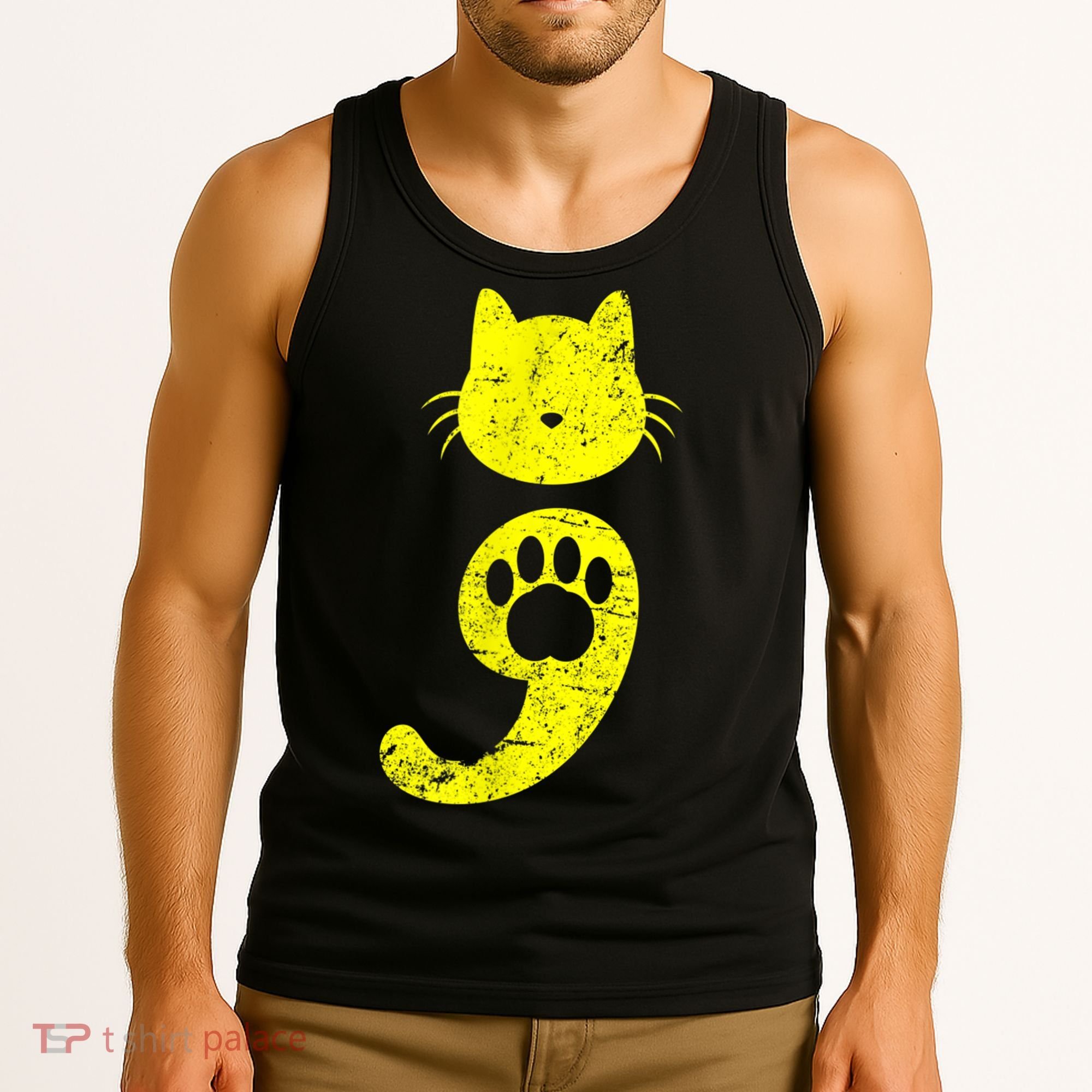 Cat Semicolon Depression Awareness Cat Lover Gift Tank Top
