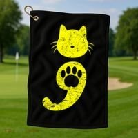 Cat Semicolon Depression Awareness Cat Lover Gift Golf Towel thumb 1