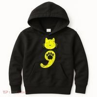 Cat Semicolon Depression Awareness Cat Lover Gift Kids Hoodie thumb 0