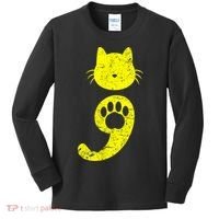 Cat Semicolon Depression Awareness Cat Lover Gift Kids Long Sleeve Shirt thumb 0