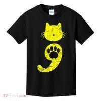 Cat Semicolon Depression Awareness Cat Lover Gift Kids T-Shirt thumb 0