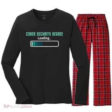 Cyber Security Degree Loading Computer Programmer Hacker Women's Long Sleeve Flannel Pajama Set