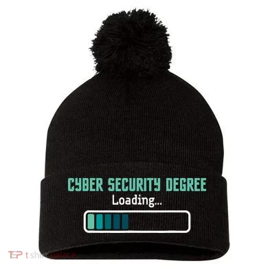 Cyber Security Degree Loading Computer Programmer Hacker Pom Pom 12in Knit Beanie