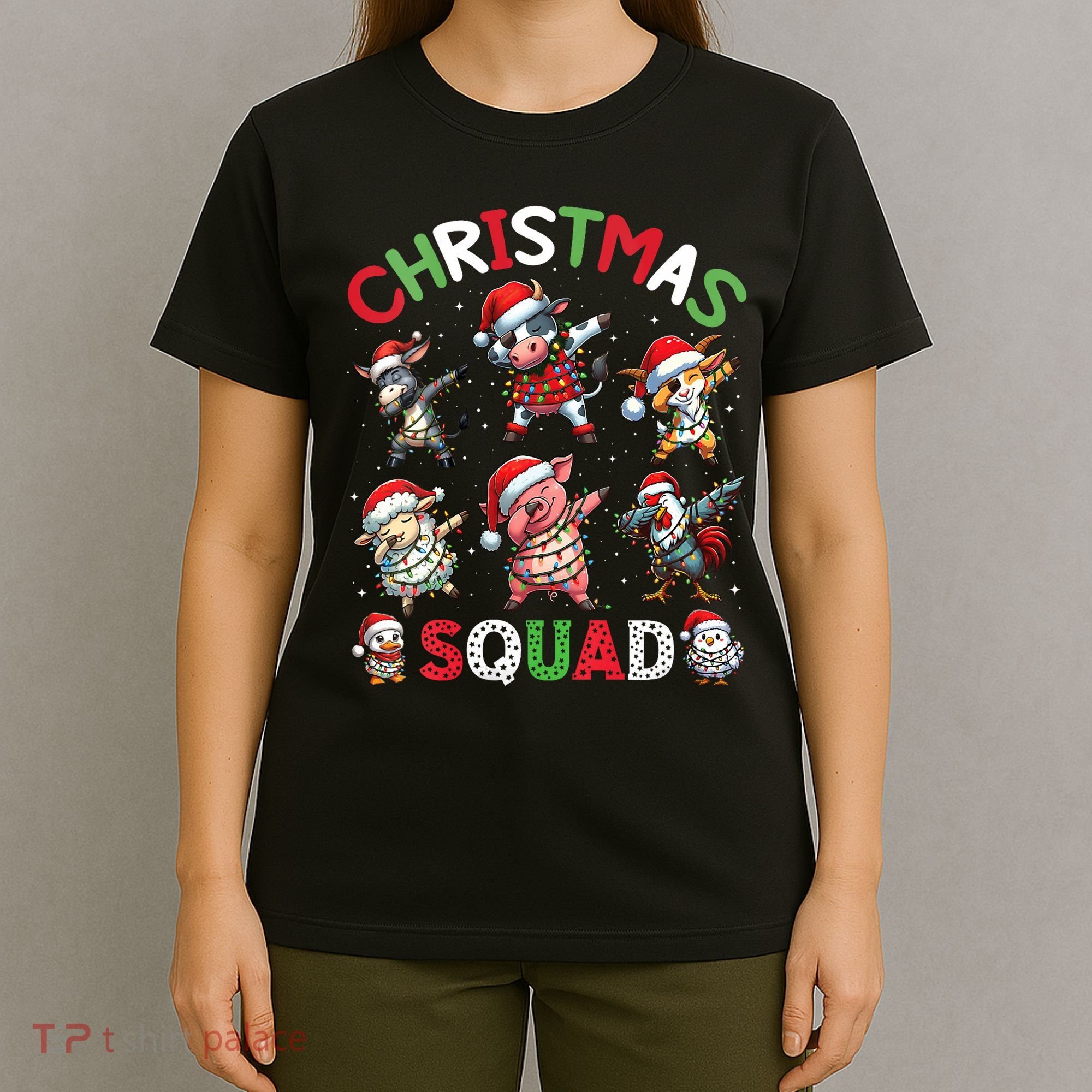Christmas Squad Dabbing Farm Animals Family Matching Xmas T-Shirt