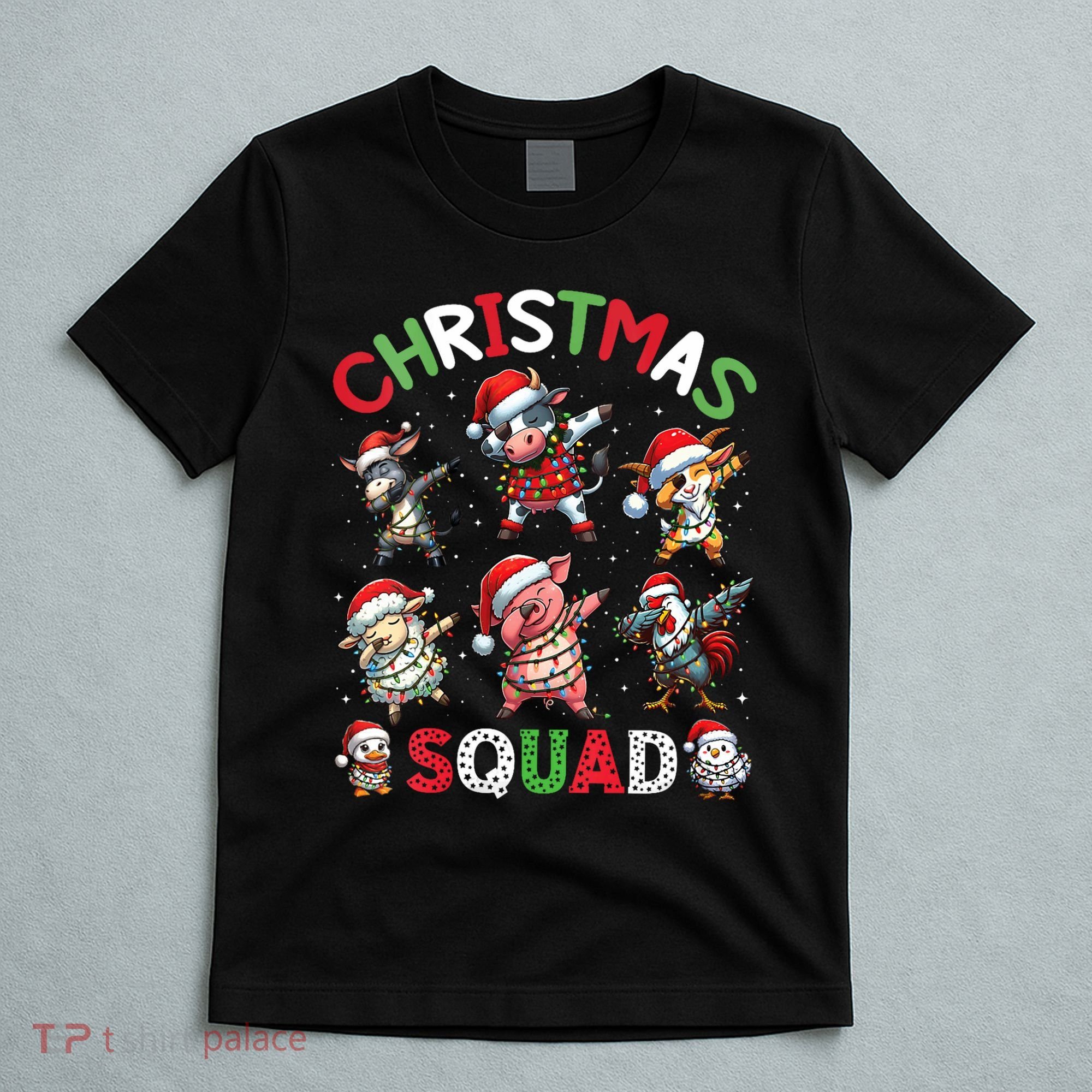 Christmas Squad Dabbing Farm Animals Family Matching Xmas T-Shirt