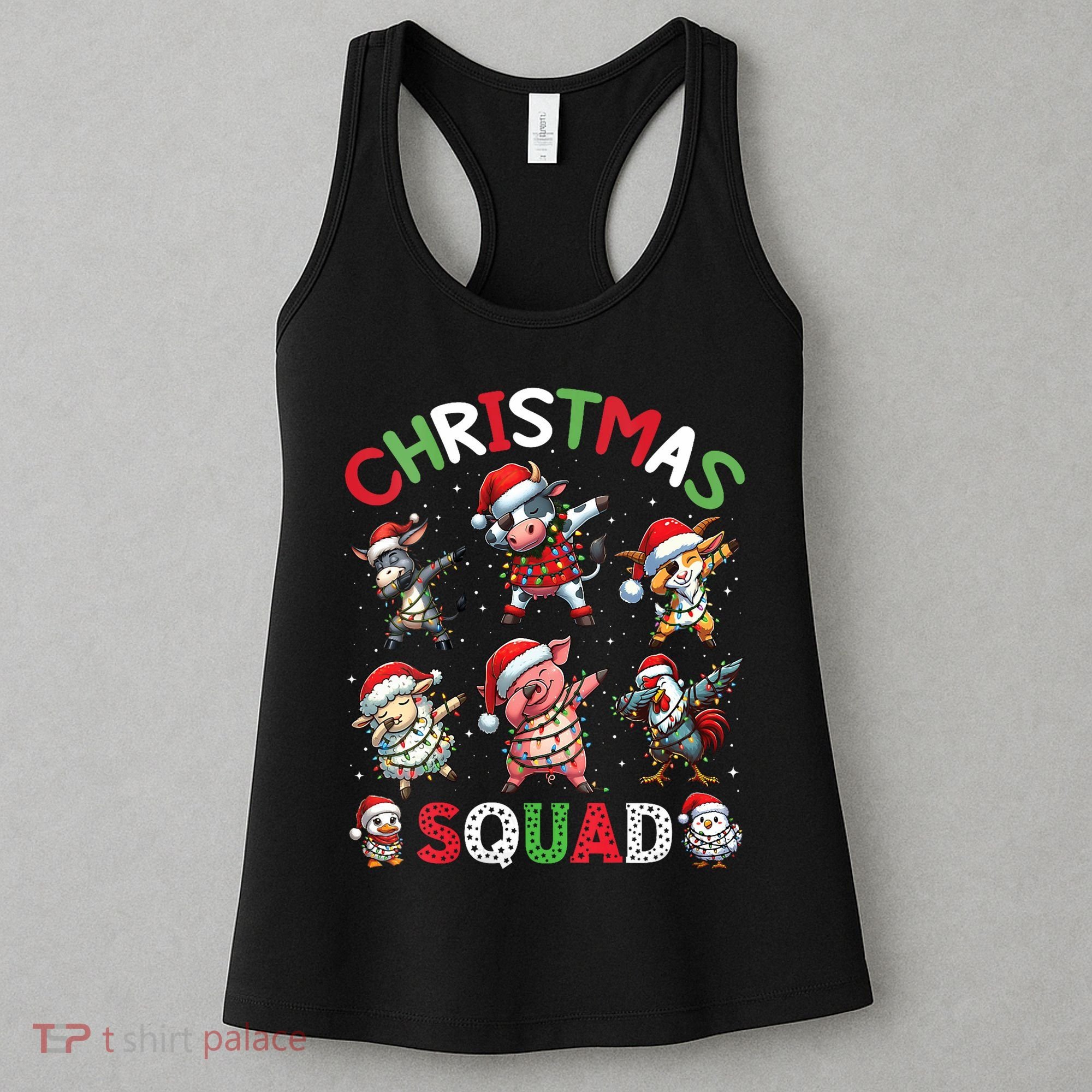 Christmas Squad Dabbing Farm Animals Family Matching Xmas Women's Tank Top