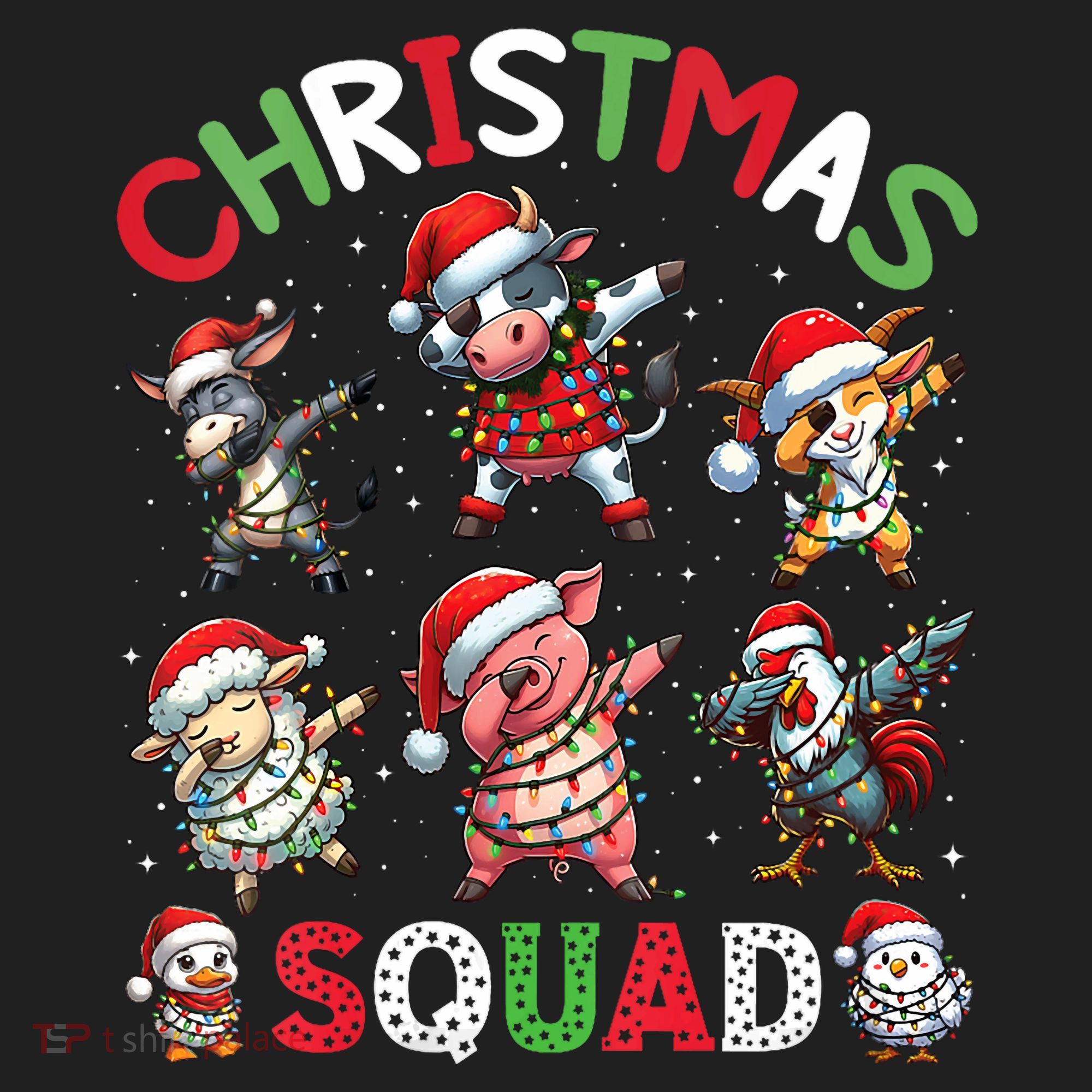 Christmas Squad Dabbing Farm Animals Family Matching Xmas Hat