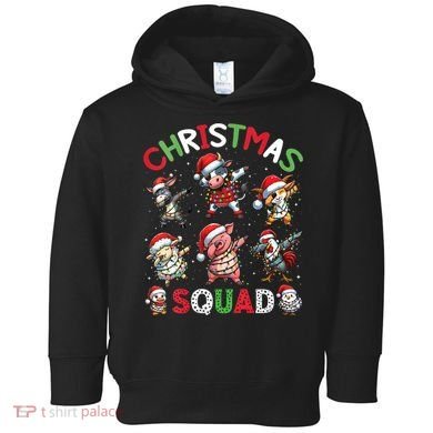 Christmas Squad Dabbing Farm Animals Family Matching Xmas Toddler Hoodie