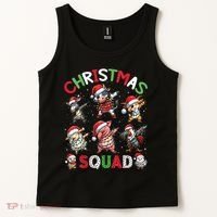 Christmas Squad Dabbing Farm Animals Family Matching Xmas Tank Top thumb 2
