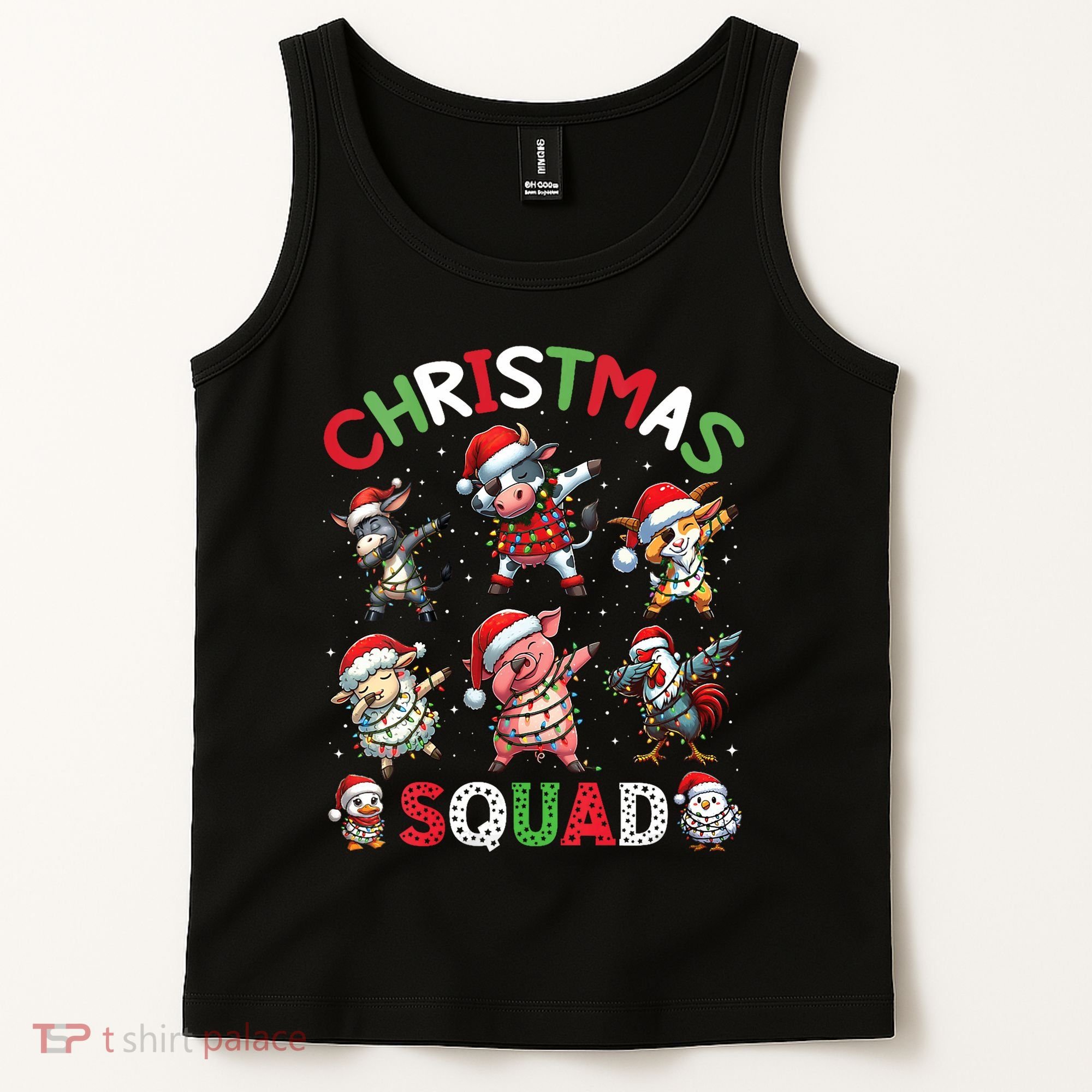 Christmas Squad Dabbing Farm Animals Family Matching Xmas Tank Top