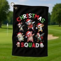 Christmas Squad Dabbing Farm Animals Family Matching Xmas Golf Towel thumb 1
