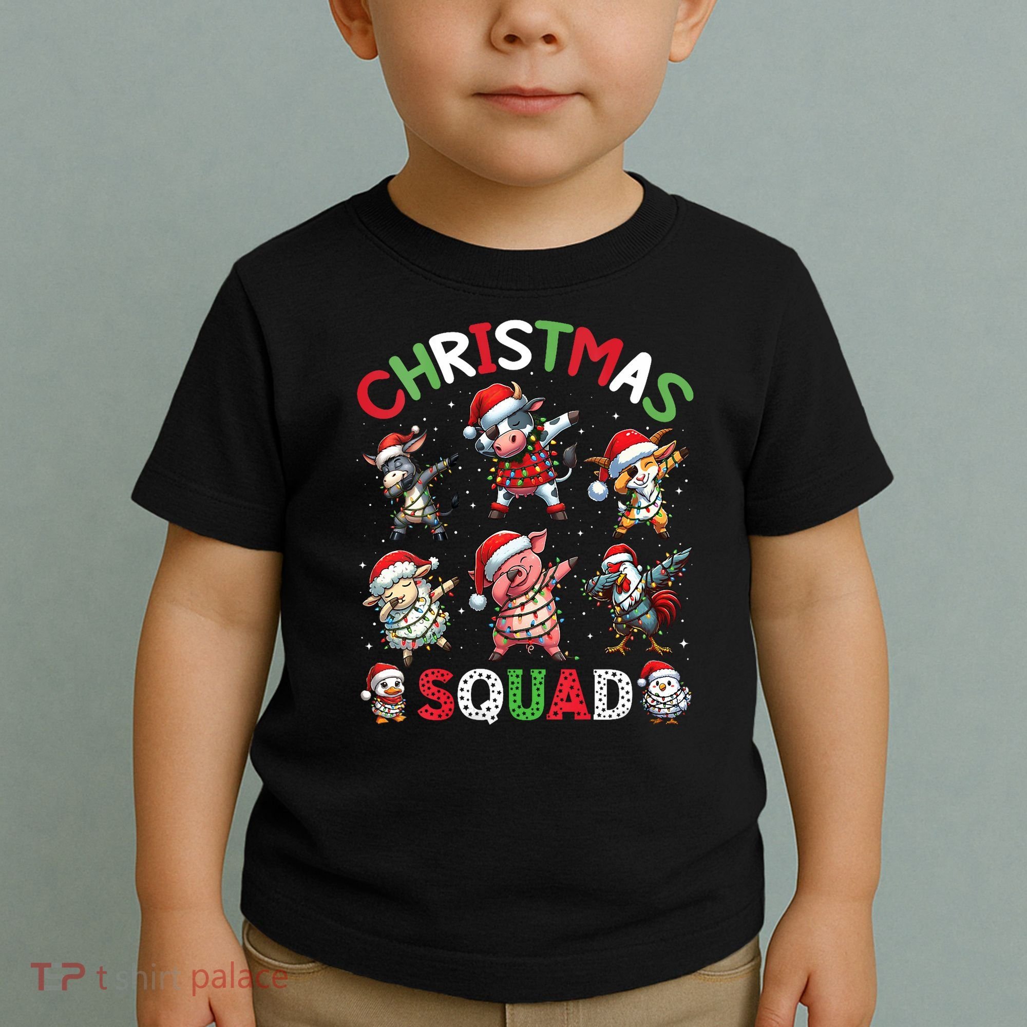 Christmas Squad Dabbing Farm Animals Family Matching Xmas Toddler T-Shirt