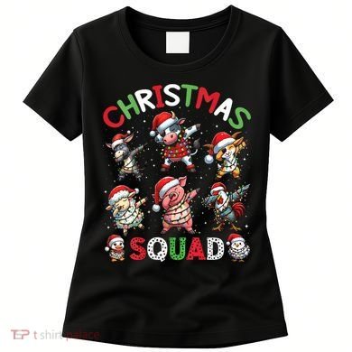 Christmas Squad Dabbing Farm Animals Family Matching Xmas Women's T-Shirt