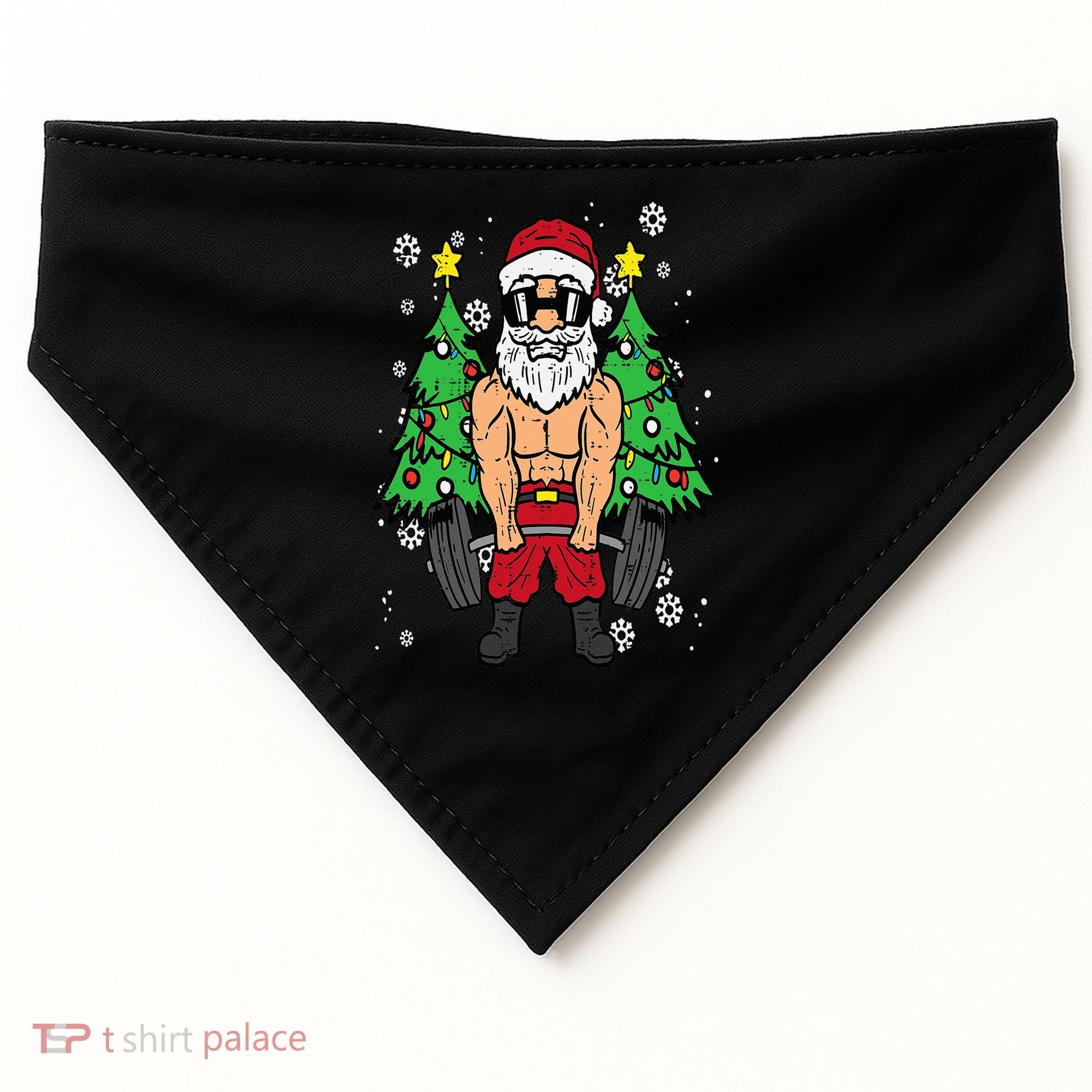Christmas Santa Deadlift Xmas Weightlift Gym USA-Made Doggie Bandana