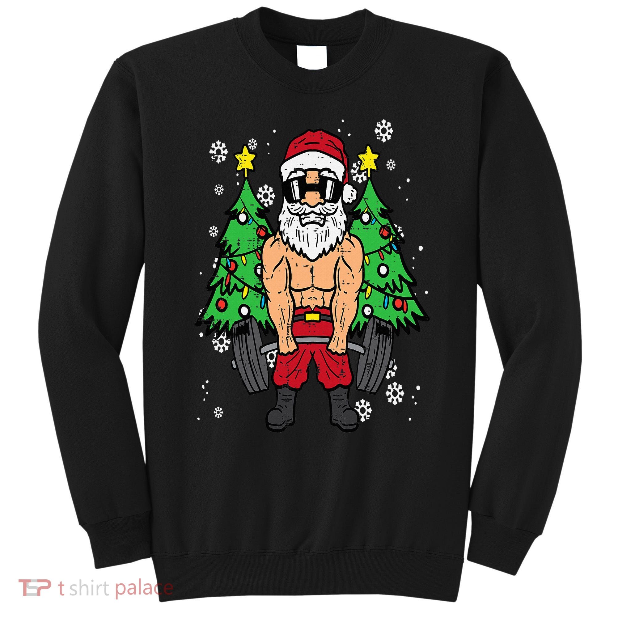 Christmas Santa Deadlift Xmas Weightlift Gym Sweatshirt