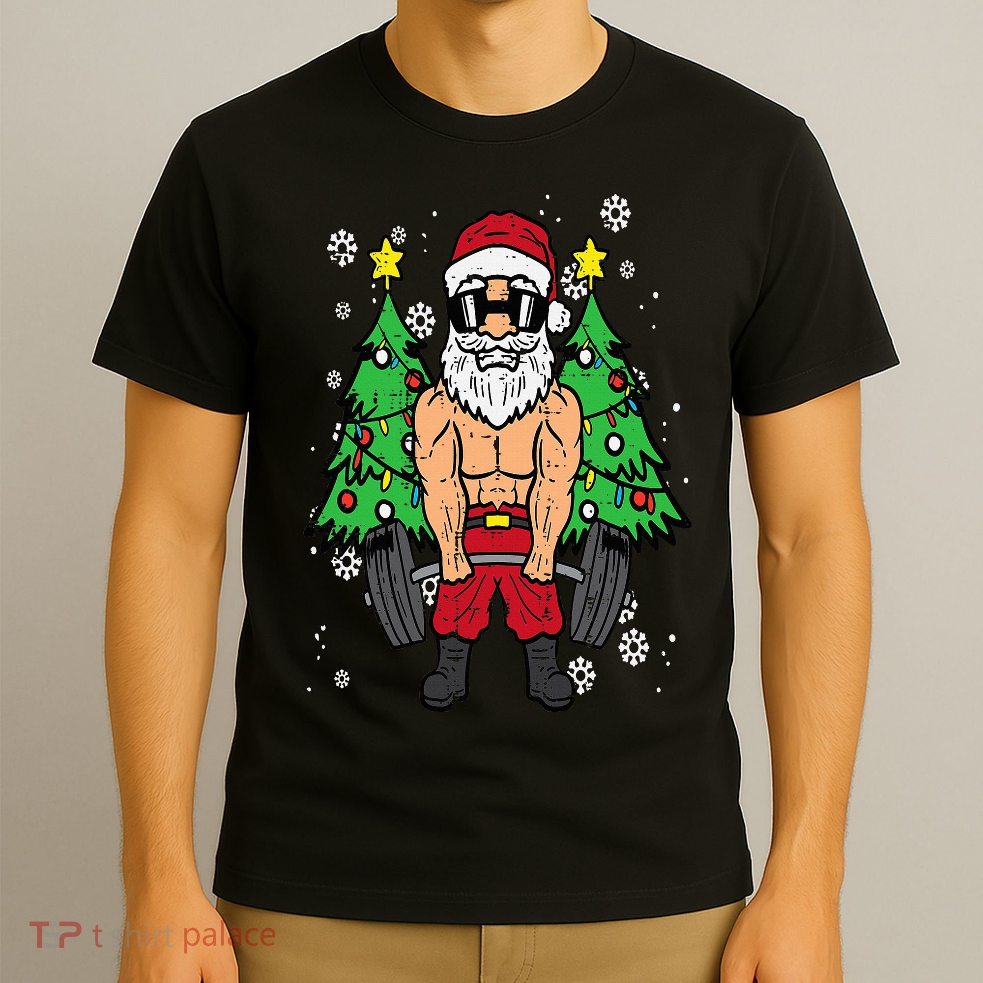 Christmas Santa Deadlift Xmas Weightlift Gym T-Shirt