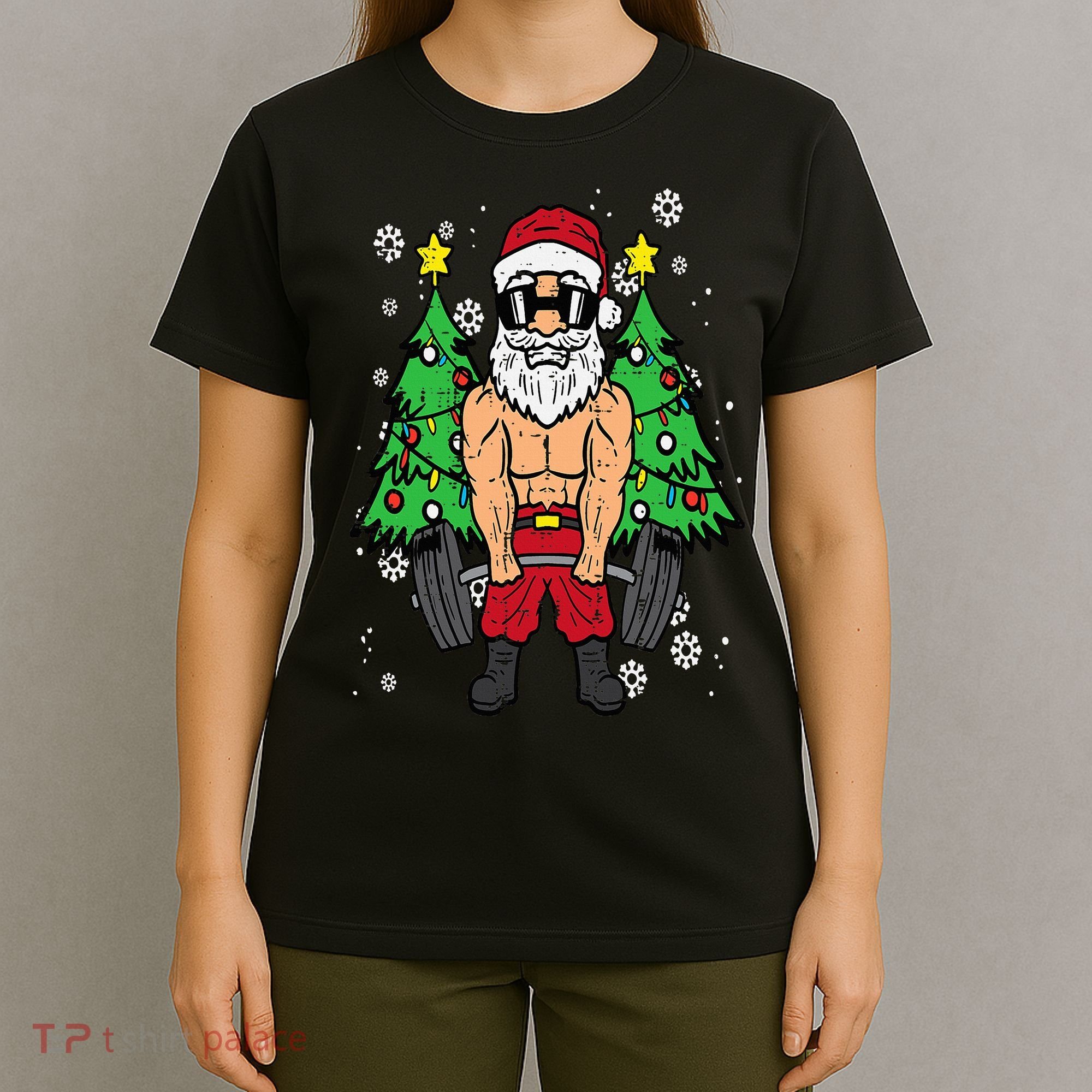 Christmas Santa Deadlift Xmas Weightlift Gym T-Shirt