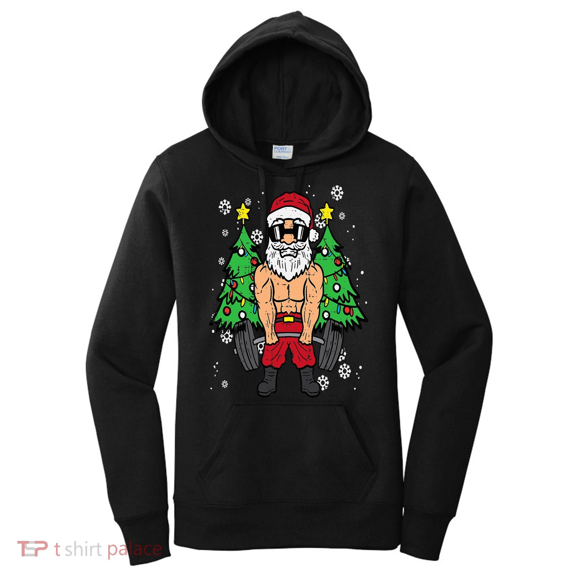 Christmas Santa Deadlift Xmas Weightlift Gym Women's Hoodie