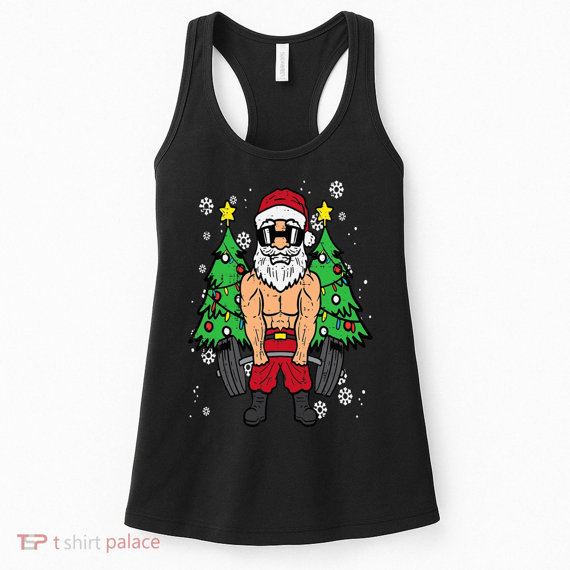 Christmas Santa Deadlift Xmas Weightlift Gym Women's Tank Top