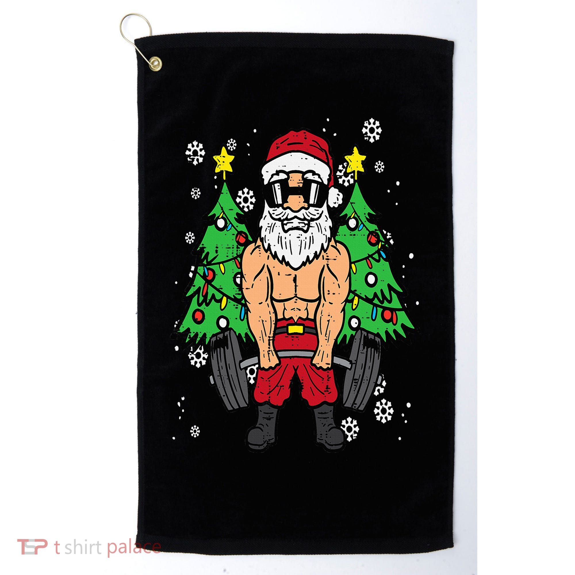 Christmas Santa Deadlift Xmas Weightlift Gym Golf Towel