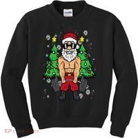 Christmas Santa Deadlift Xmas Weightlift Gym Kids Sweatshirt thumb 0