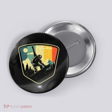 Cool Snowboarding Design Vintage Snowboarder Button