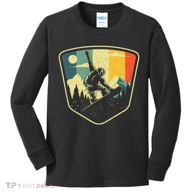 Cool Snowboarding Design Vintage Snowboarder Kids Long Sleeve Shirt
