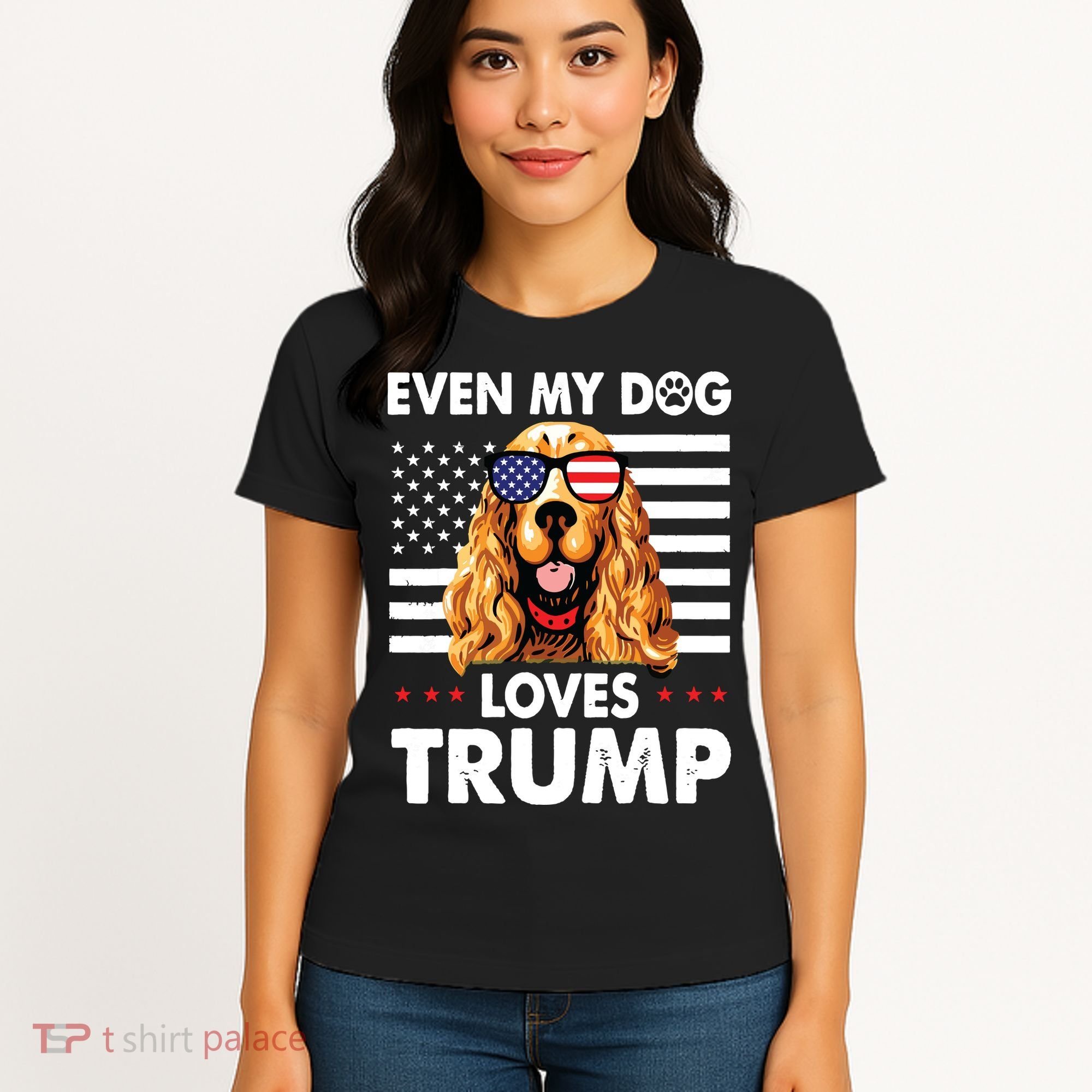Cocker Spaniel Even My Dog Loves Trump Funny Women's T-Shirt