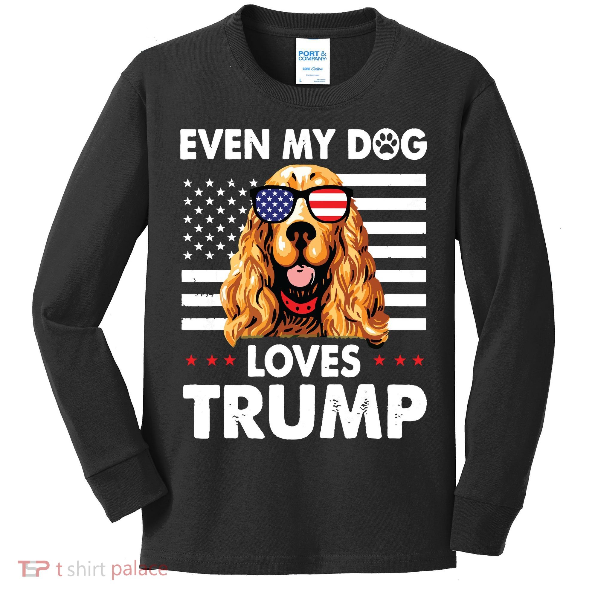 Cocker Spaniel Even My Dog Loves Trump Funny Kids Long Sleeve Shirt