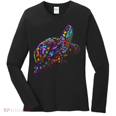 Colorful Splash Eastern Box Turtle Women's Long Sleeve Shirt