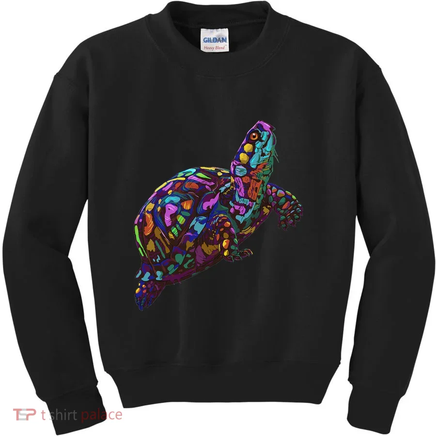 Colorful Splash Eastern Box Turtle Kids Sweatshirt