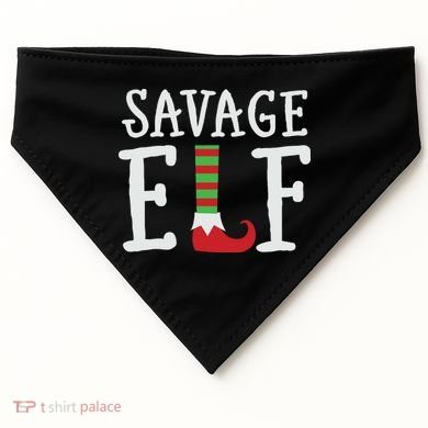 Christmas Savage ELF Xmas USA-Made Doggie Bandana
